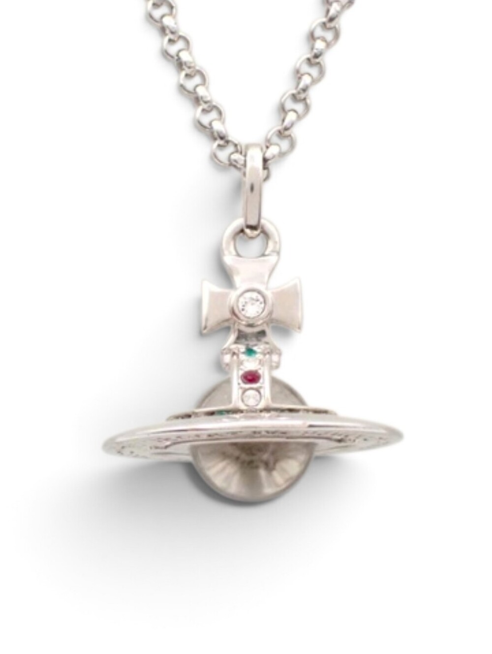 Vivienne Westwood Orb Pendant Necklace with Gem Accents - Silver Tone